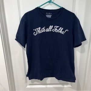 Zara Looney Tunes - That’s All Folks Script - T-Shirt size L graphic tee